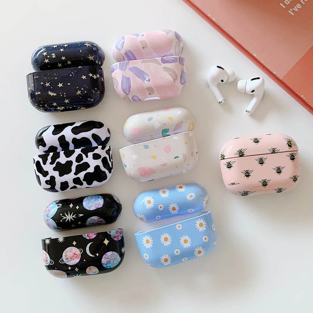 Funda de auriculares para AirPods 2 1 Pro 2 Hard PC Dot Flower Bluetooth caja de carga inalámbrica cubre accesorios para Air Pods 3 funda