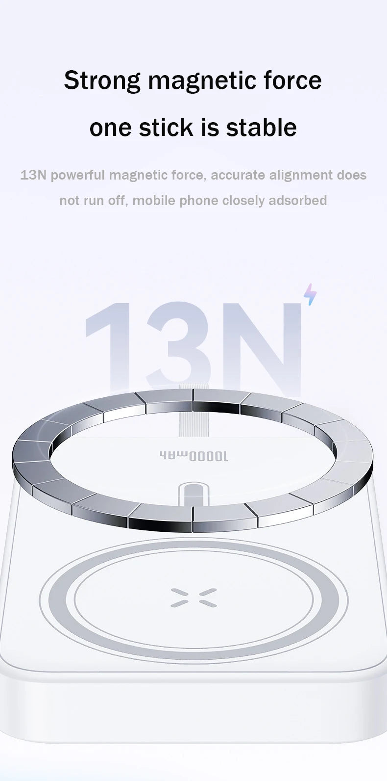 Banco de energía con Cable de datos, Banco de energía magnético para iPhone 15, teléfono móvil, carga inalámbrica rápida PD20W con soporte, Banco de energía