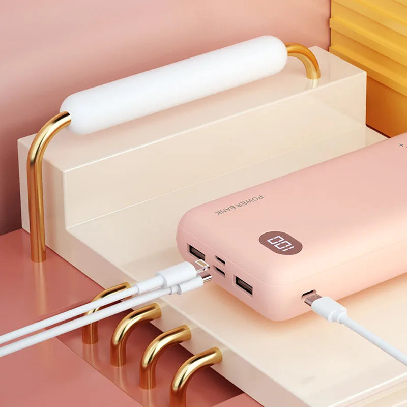 Cargador portátil externo para teléfono inteligente, Banco de energía de moda de 20000mAh, 2.1A, carga rápida con pantalla LED