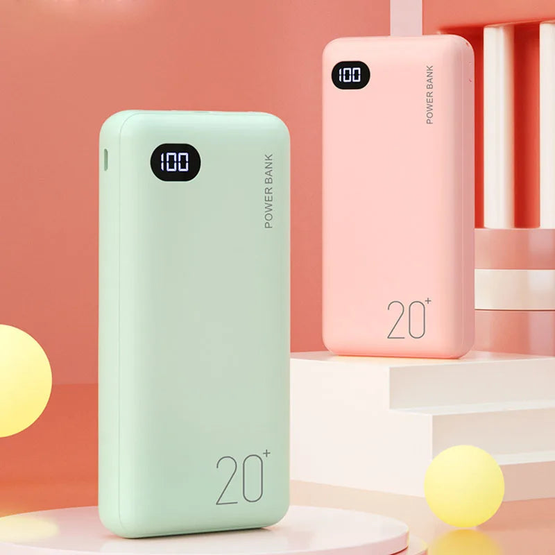 Cargador portátil externo para teléfono inteligente, Banco de energía de moda de 20000mAh, 2.1A, carga rápida con pantalla LED