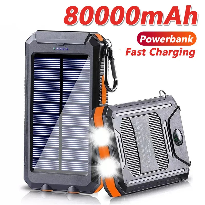 Nuevo Banco de energía Solar de 100000mAh, cargador de batería externo portátil, luz LDE fuerte para todos los teléfonos inteligentes