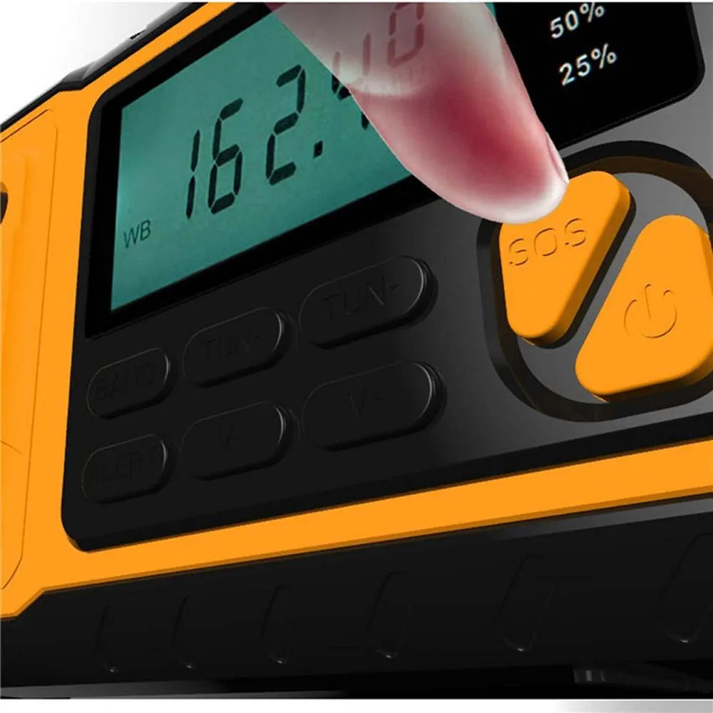 LOTOTG-Radio portátil de energía Solar de emergencia, manivela de carga AM/FM, Radio meteorológica, linterna de lectura Led, cargador de teléfono bancario