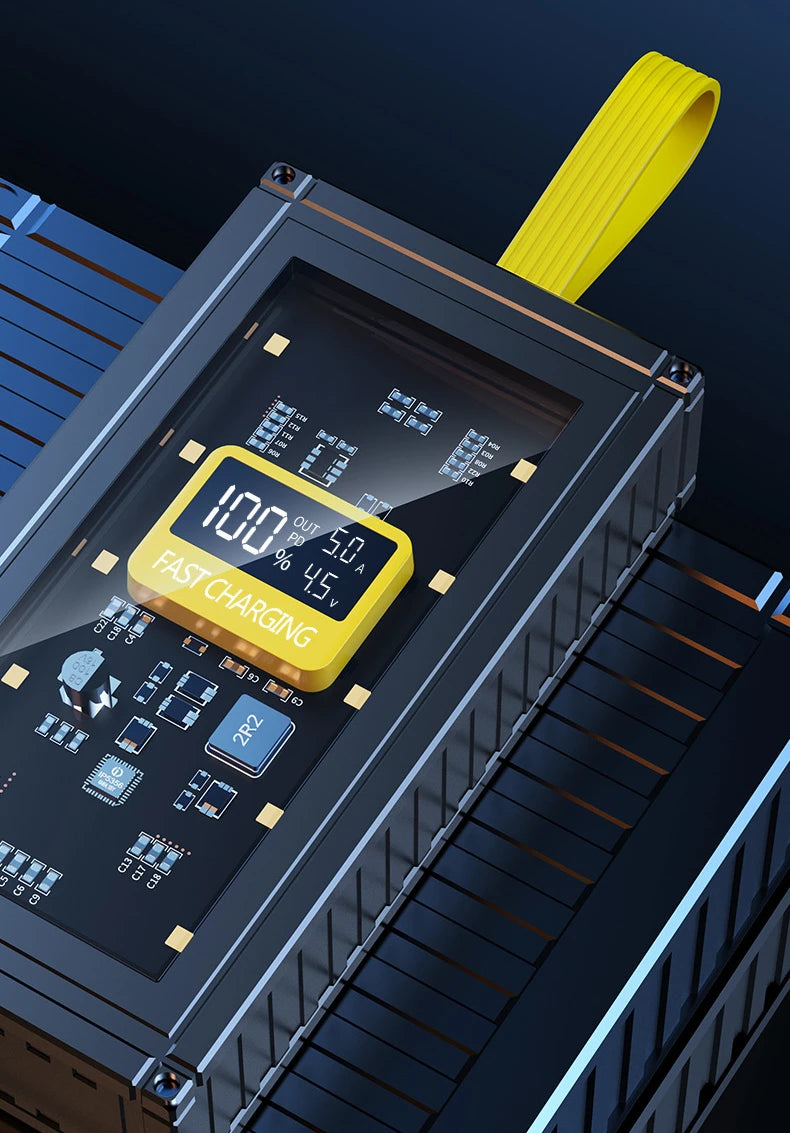 Banco de energía transparente de carga rápida para teléfonos móviles, fuente de alimentación de gran capacidad de 30000mAh, 50000mAh, 120W, BCAK