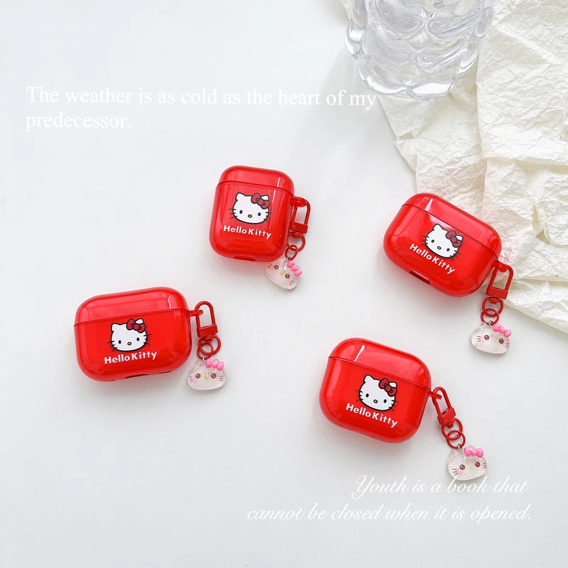 Funda para auriculares Sanrio Hello Kitty con dibujos animados para AirPods 4, 1, 2, 3 Pro 2021, Auriculares inalámbricos con Bluetooth, funda protectora suave de TPU