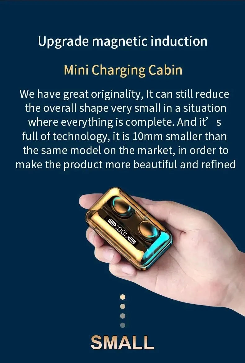 Auriculares inalámbricos F9 con Bluetooth, audífonos Tws impermeables con pantalla Digital, estuche de carga de gran capacidad