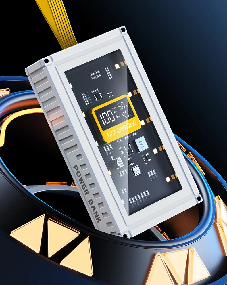 Banco de energía transparente de carga rápida para teléfonos móviles, fuente de alimentación de gran capacidad de 30000mAh, 50000mAh, 120W, BCAK