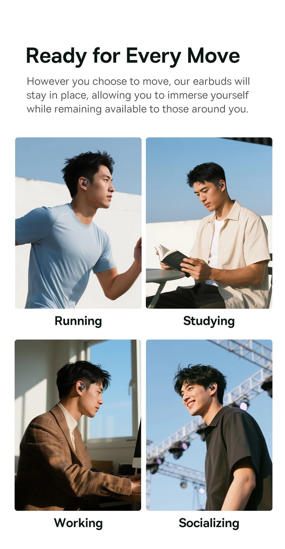 Baseus Eli 2i Fit auriculares abiertos inalámbricos verdaderos Bluetooth 6,0 ganchos para la oreja auriculares IPX5 auriculares deportivos impermeables Bass Boost