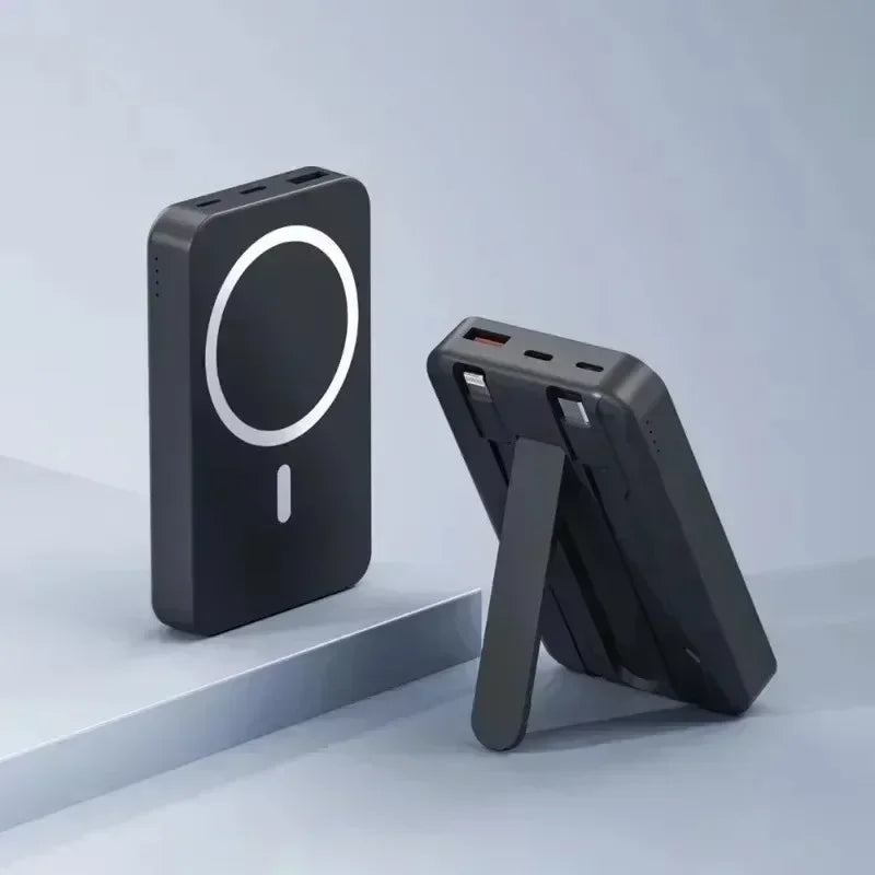 Banco de energía inalámbrico, soporte de cable incorporado, gran capacidad, carga súper rápida, banco de energía, magnético, 30000mAh, nuevo
