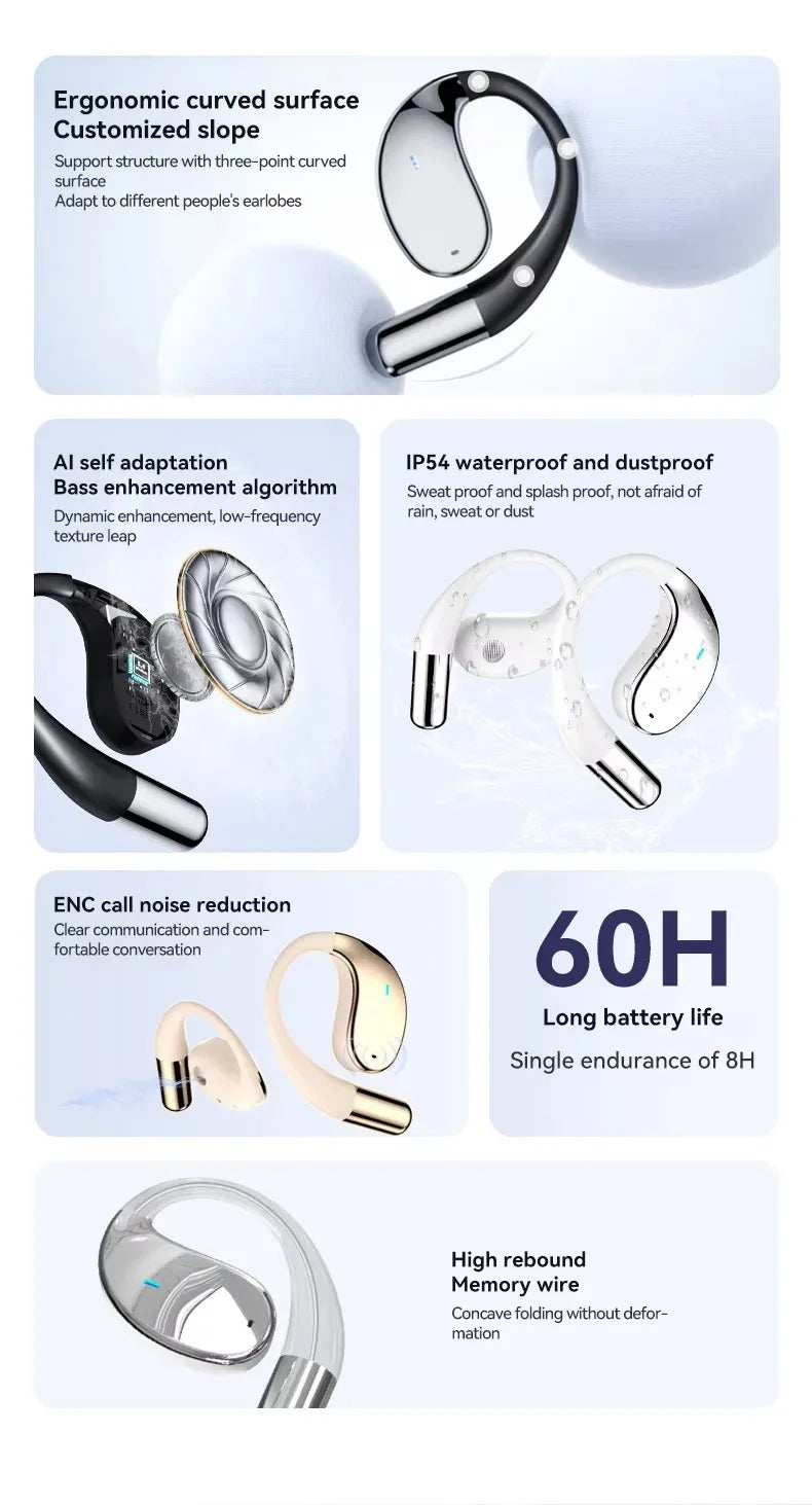 EARDECO Business Auriculares Bluetooth Auriculares inalámbricos Auriculares estéreo de graves Auriculares deportivos con micrófono Audifonos