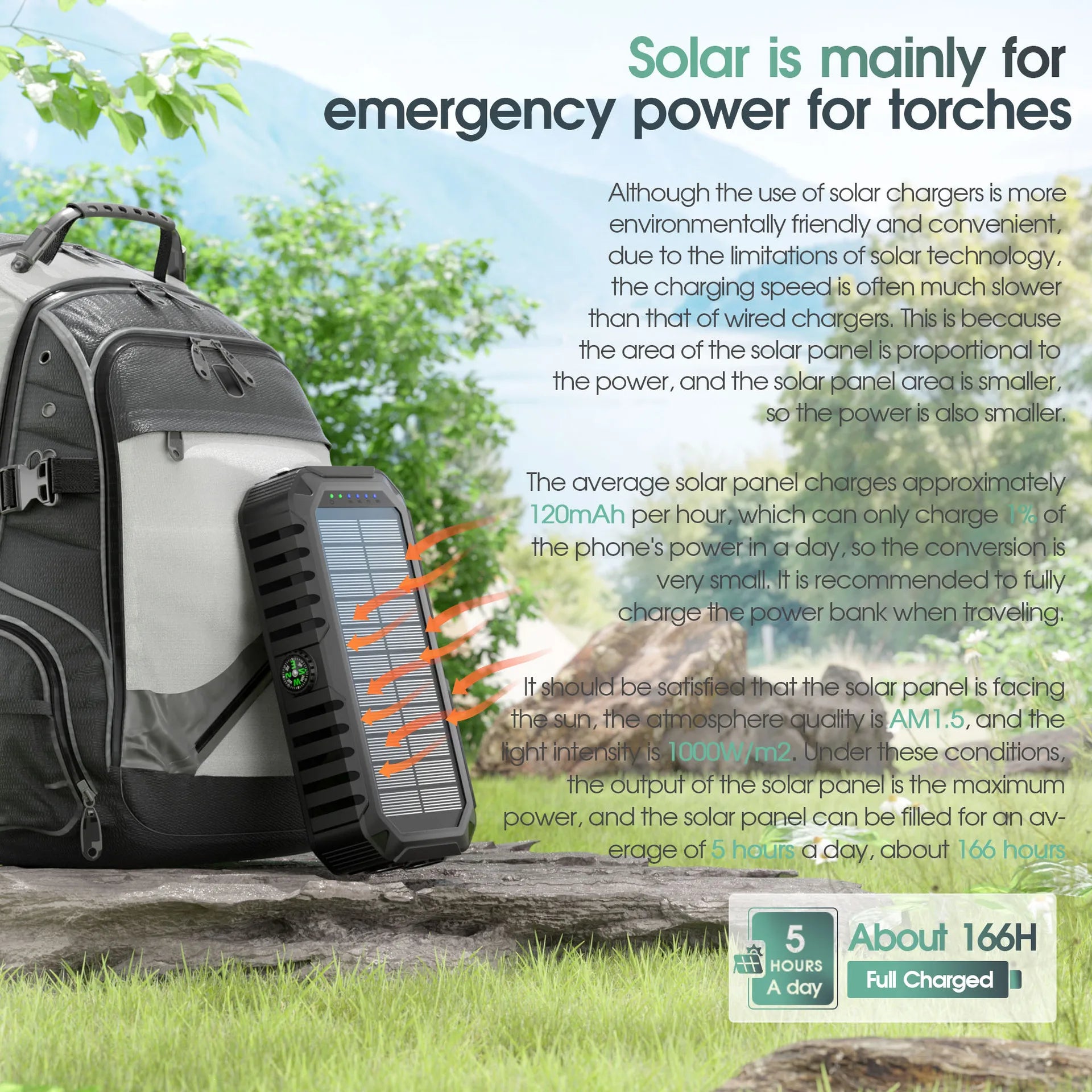 Banco de energía Solar de 40000mAh con manivela, cargador rápido portátil de 22,5 W, Cable incorporado, batería externa para teléfonos, Camping al aire libre
