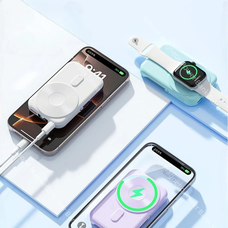 Banco de energía portátil de 20000mAh, estación de carga inalámbrica de carga rápida de 22,5 W para iPhone, iWatch y Galaxy Watch para teléfonos Airpods