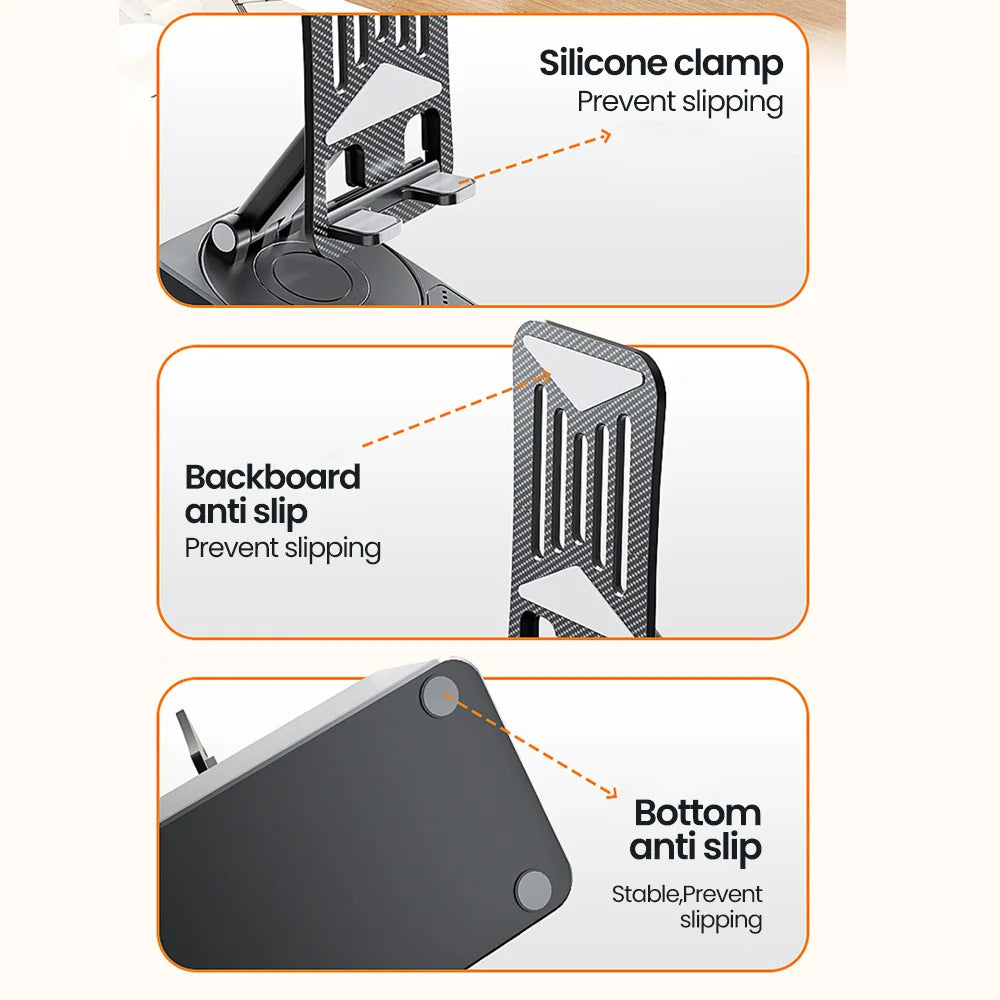 Soporte para teléfono móvil 3 en 1, Altavoz Bluetooth, Banco de energía, soporte para teléfono, soporte Universal plegable para teléfono móvil de escritorio para teléfono inteligente
