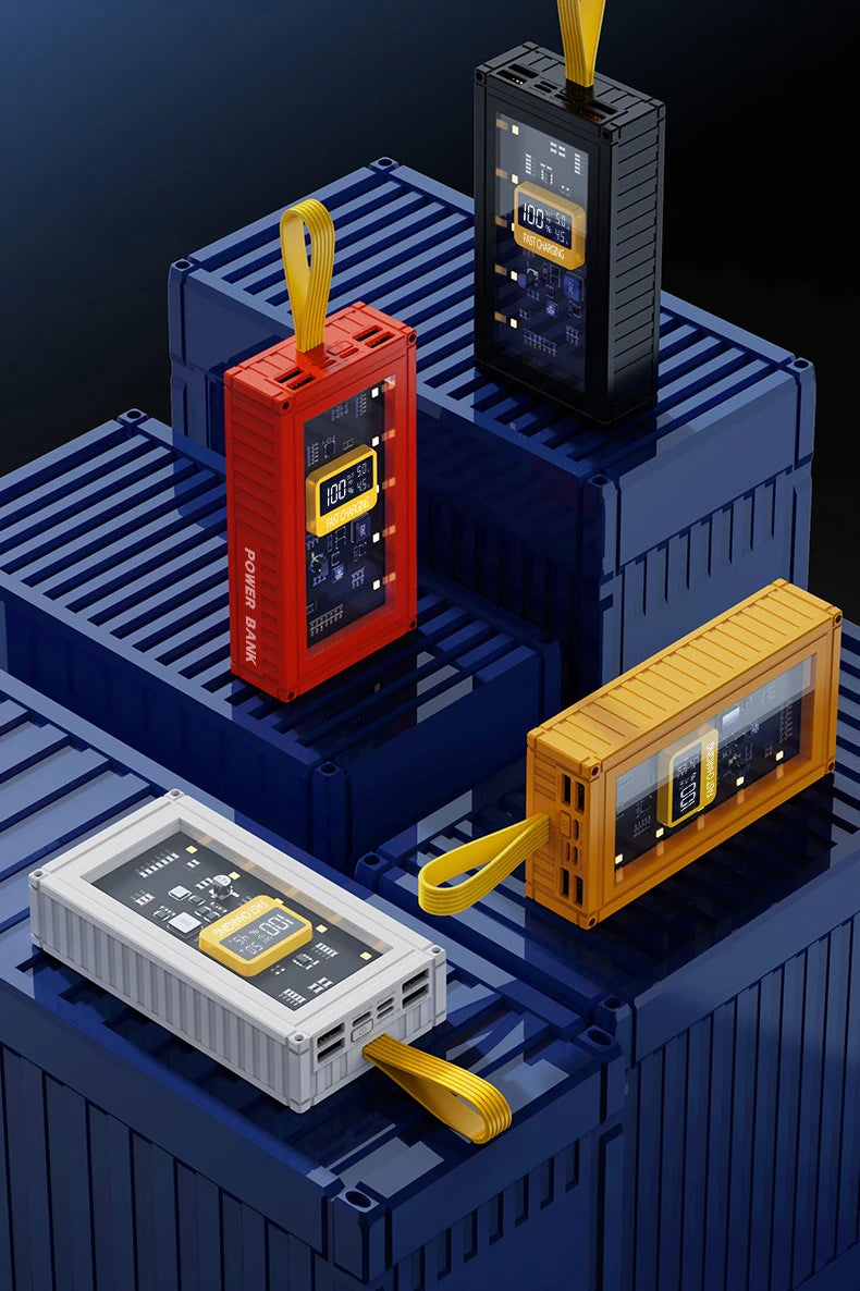 Banco de energía transparente de carga rápida para teléfonos móviles, fuente de alimentación de gran capacidad de 30000mAh, 50000mAh, 120W, BCAK
