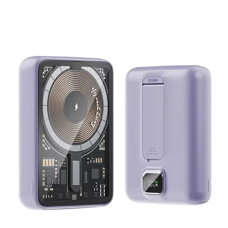 Banco de energía transparente inalámbrico magnético portátil de 10000mAh compatible con fuente de alimentación móvil de carga PD20W 15W para iPhone
