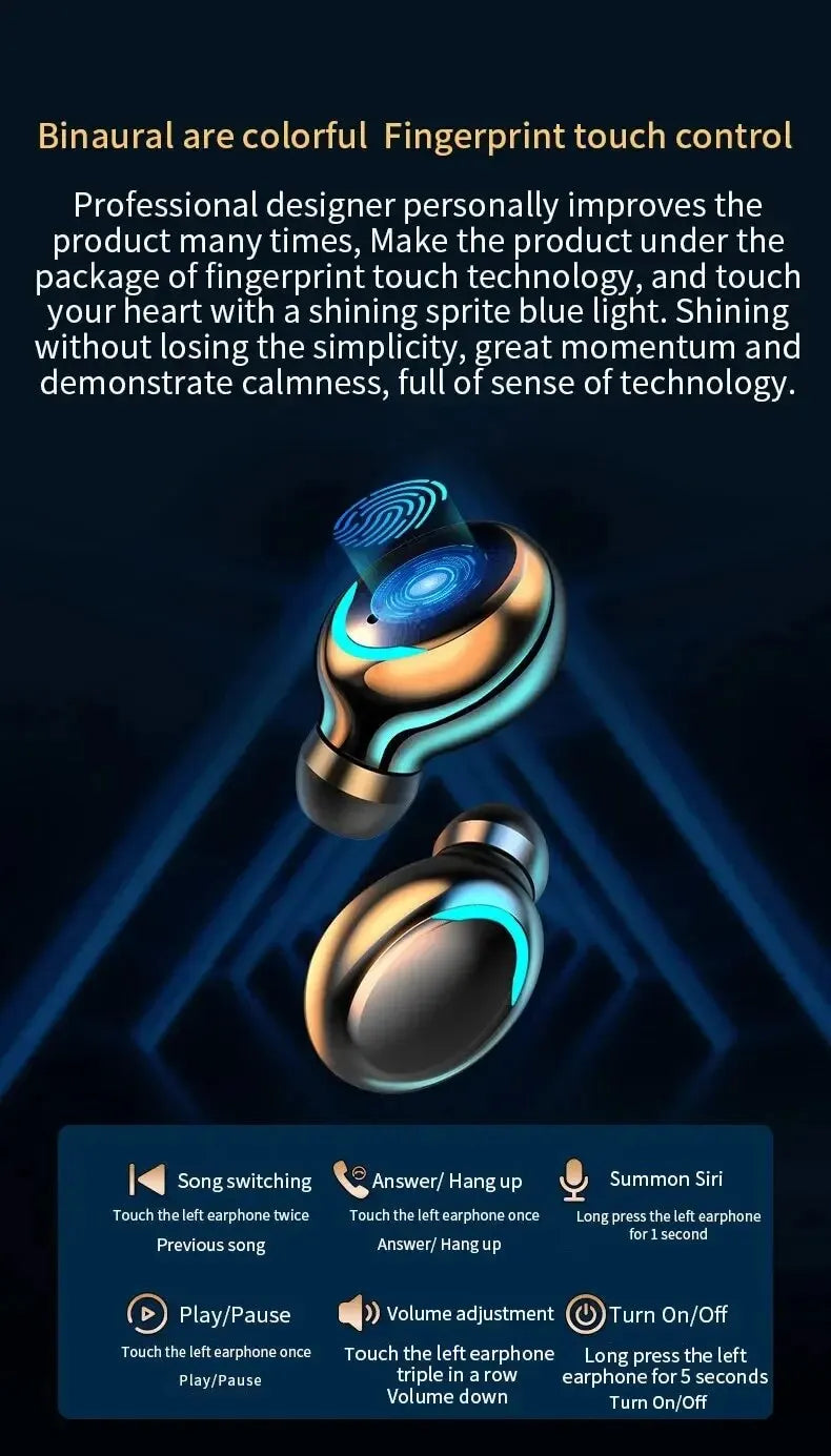Auriculares inalámbricos F9 con Bluetooth, audífonos Tws impermeables con pantalla Digital, estuche de carga de gran capacidad