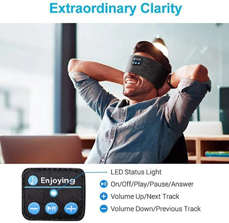 Auriculares Bluetooth Fone, diadema deportiva para dormir, auriculares inalámbricos elásticos, máscara para ojos de música, auriculares inalámbricos con Bluetooth, diadema