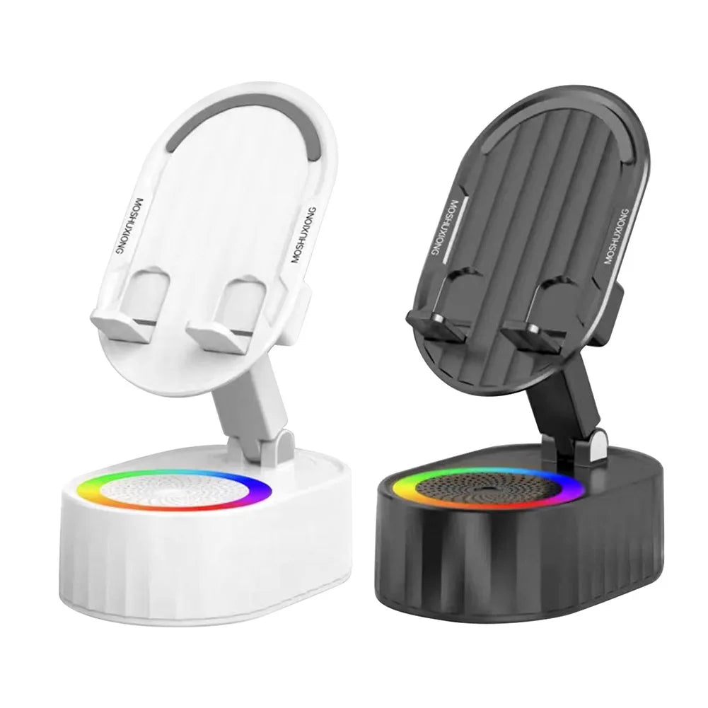 Soporte para teléfono móvil con cargador de Banco de energía, altavoz de inducción giratorio de 360 grados, multifunción para escritorio y dormitorio