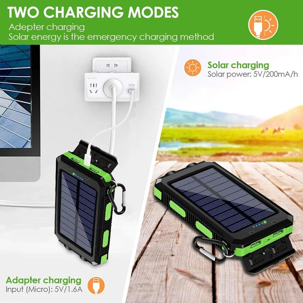 Nuevo Banco de energía Solar de 100000mAh, cargador de batería externo portátil, luz LDE fuerte para todos los teléfonos inteligentes