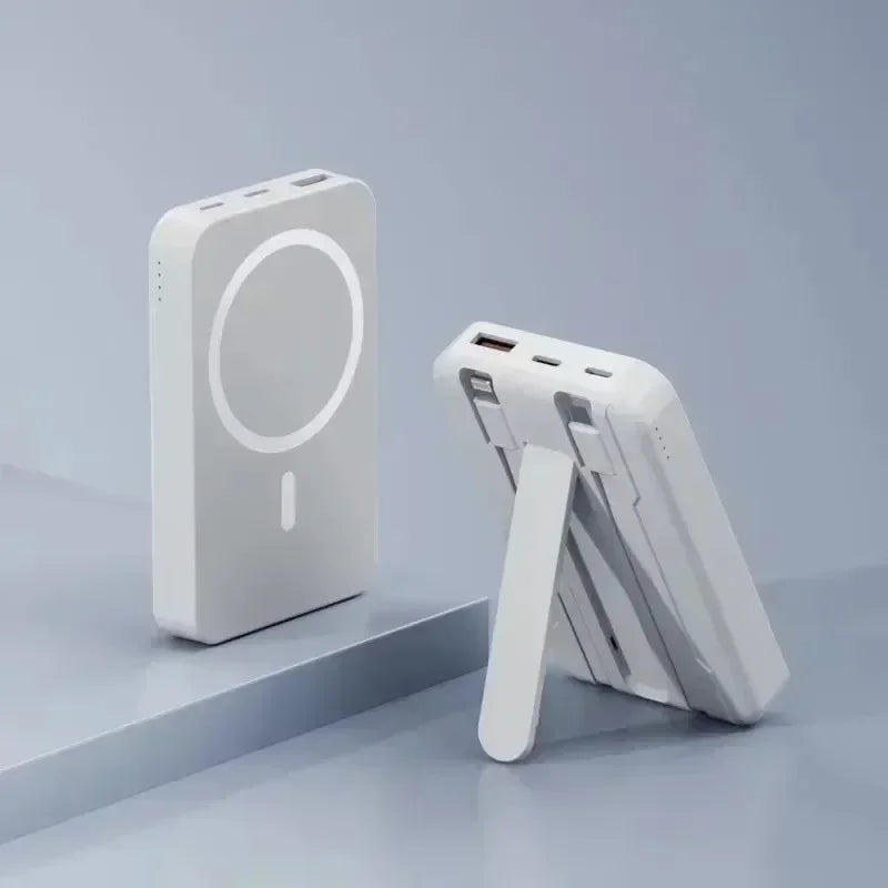 Banco de energía inalámbrico, soporte de cable incorporado, gran capacidad, carga súper rápida, banco de energía, magnético, 30000mAh, nuevo