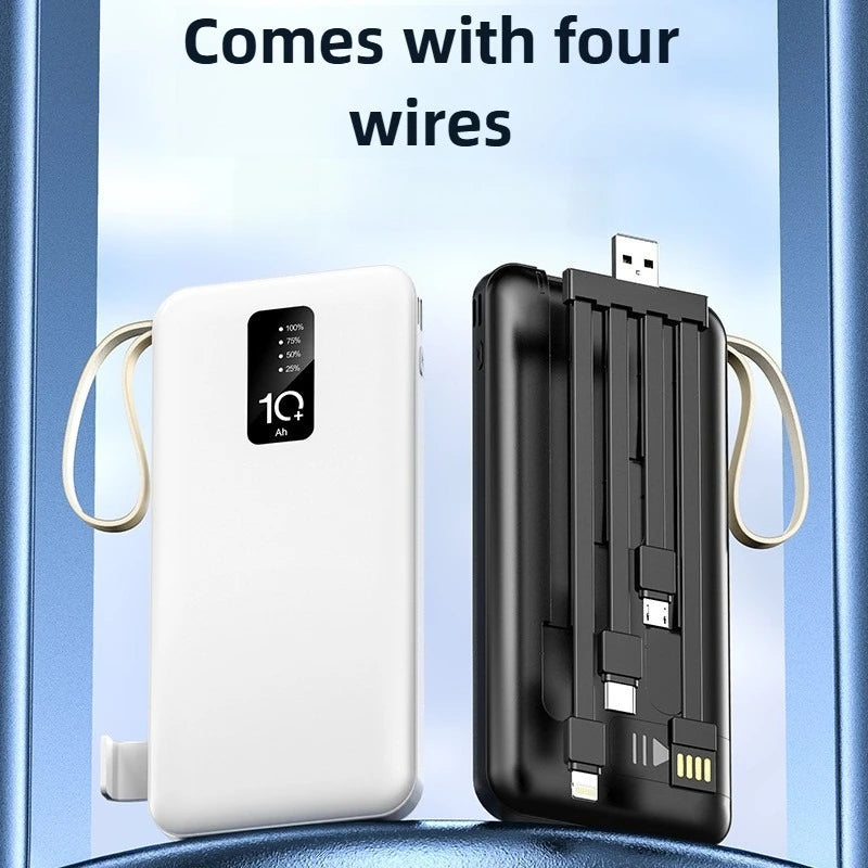 Banco de energía portátil de 20000mAh con Cable extraíble, batería externa, cargador de teléfono de carga rápida para IPhone Xiaomi Powerbank