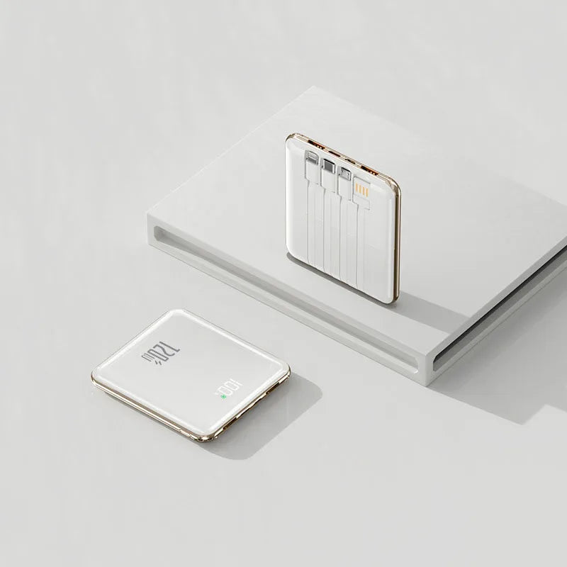 Banco de energía de 20000mAh, cargador portátil ultrafino con Cable incorporado, Banco de energía de carga súper rápida de gran capacidad para teléfonos inteligentes