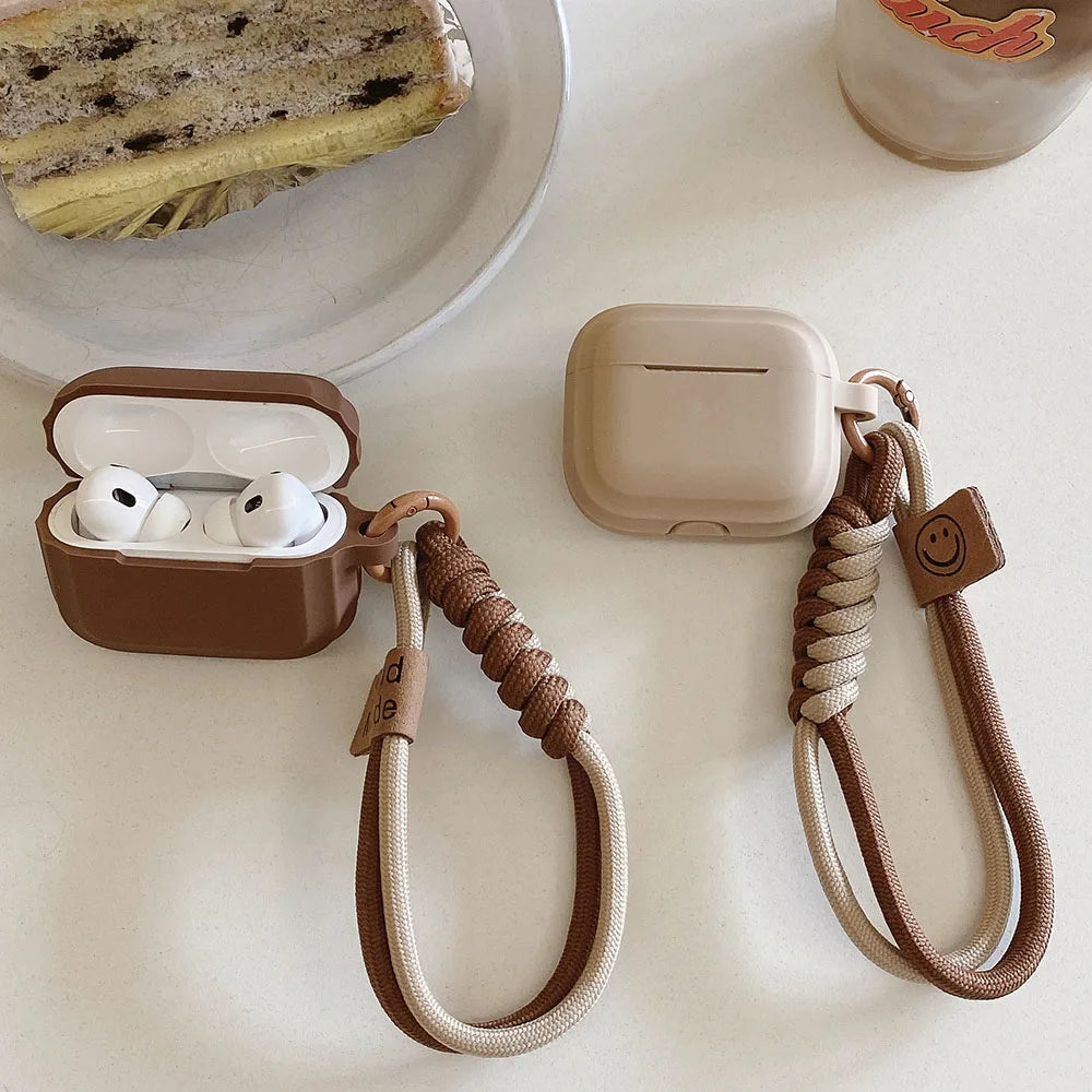 Funda de silicona suave para auriculares, color caramelo, con pulsera, prevención de caídas, pareja para airpods 2, 3 pro 2, caja de carga bluetooth