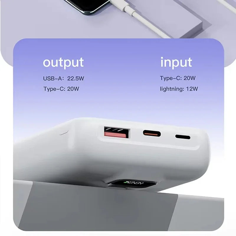 Banco de energía transparente inalámbrico magnético portátil de 10000mAh compatible con fuente de alimentación móvil de carga PD20W 15W para iPhone