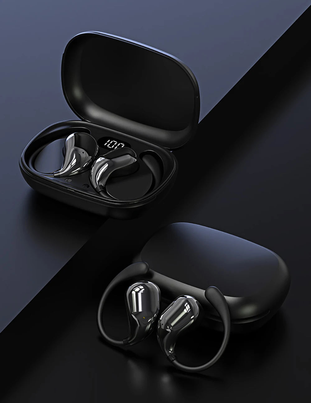 Auriculares Bluetooth 5,4 con gancho para la oreja, inalámbricos TWS, estéreo HiFi, resistentes al agua, pantalla LED, auriculares táctiles de Larga modo de reposo