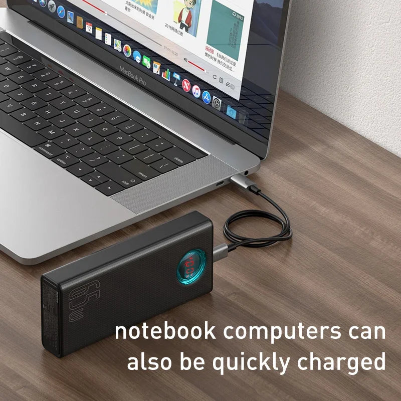 Power Bank 30000mAh Carga Rápida 65W - Batería Externa Portátil para Laptop iPhone iPad