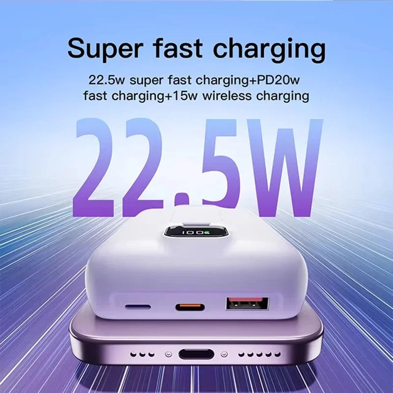Banco de energía transparente inalámbrico magnético portátil de 10000mAh compatible con fuente de alimentación móvil de carga PD20W 15W para iPhone