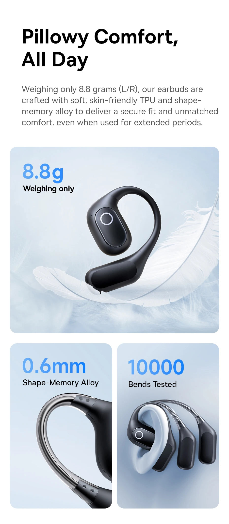 Baseus Eli 2i Fit auriculares abiertos inalámbricos verdaderos Bluetooth 6,0 ganchos para la oreja auriculares IPX5 auriculares deportivos impermeables Bass Boost