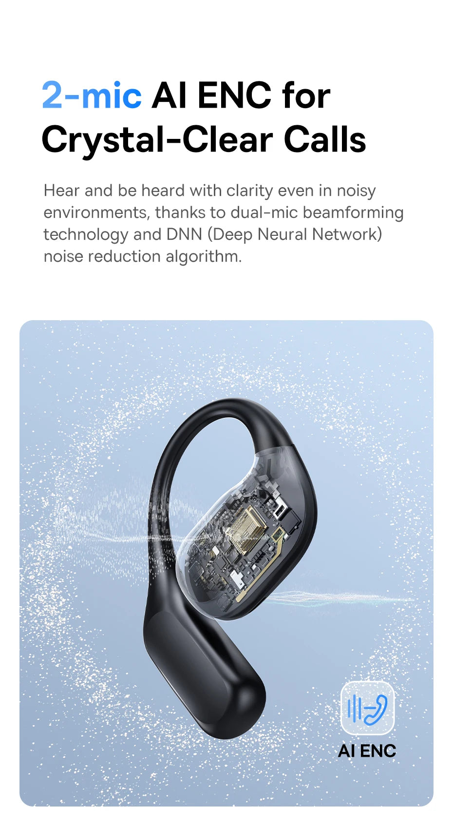Baseus Eli 2i Fit auriculares abiertos inalámbricos verdaderos Bluetooth 6,0 ganchos para la oreja auriculares IPX5 auriculares deportivos impermeables Bass Boost