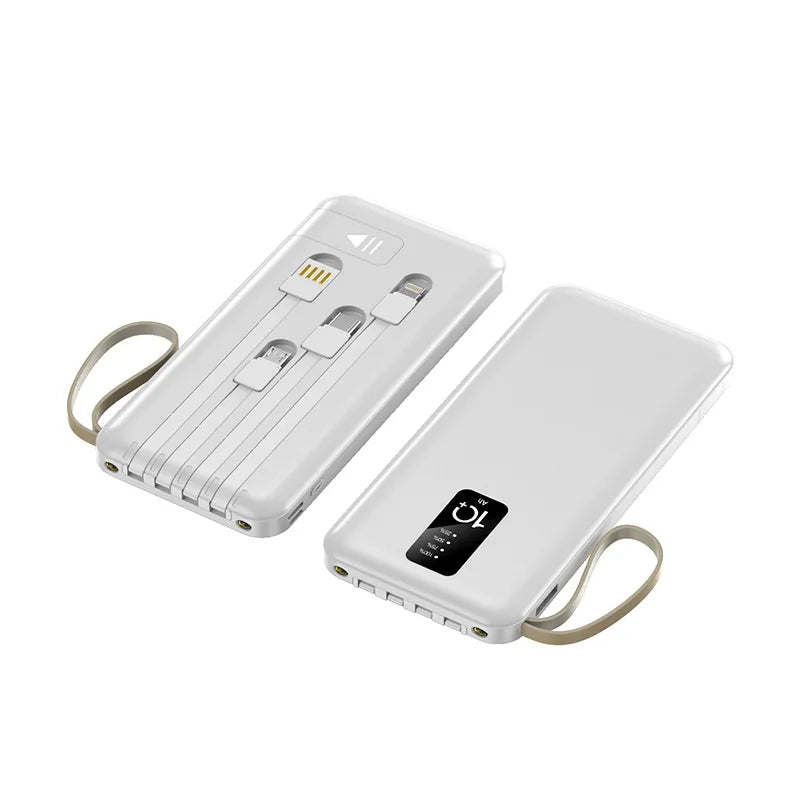 Banco de energía portátil de 20000mAh con Cable extraíble, batería externa, cargador de teléfono de carga rápida para IPhone Xiaomi Powerbank
