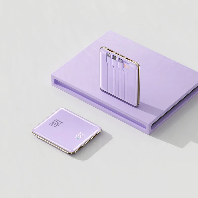 Banco de energía de 20000mAh, cargador portátil ultrafino con Cable incorporado, Banco de energía de carga súper rápida de gran capacidad para teléfonos inteligentes