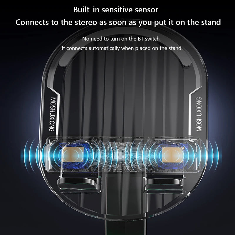 Soporte para teléfono móvil con cargador de Banco de energía, altavoz de inducción giratorio de 360 grados, multifunción para escritorio y dormitorio