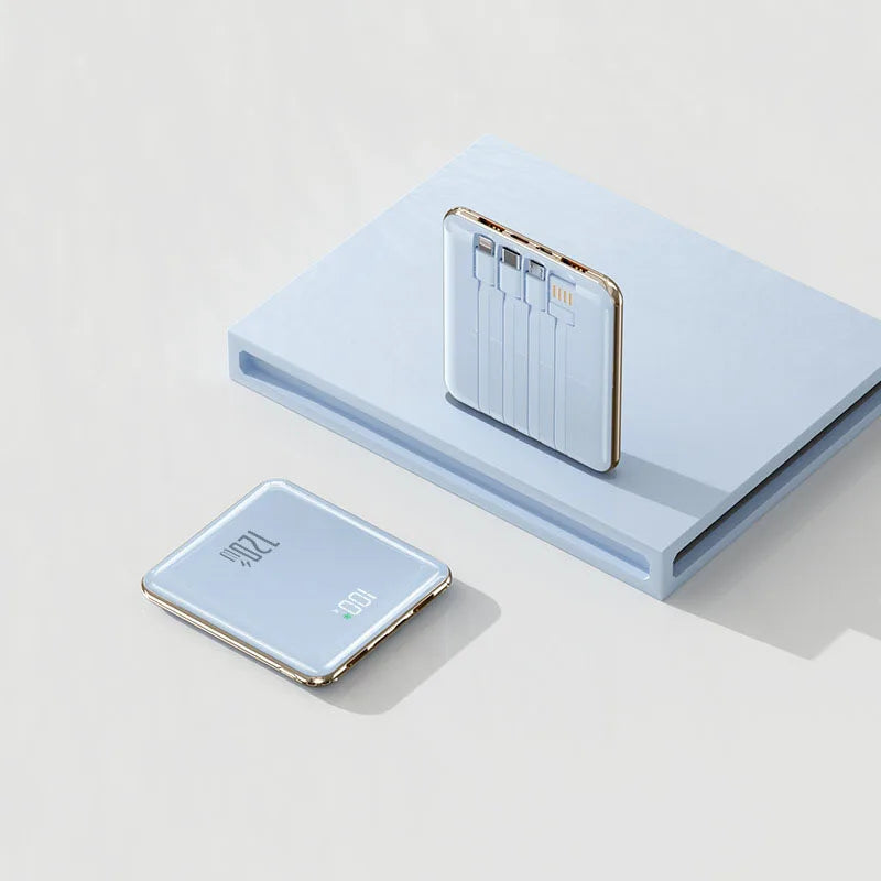 Banco de energía de 20000mAh, cargador portátil ultrafino con Cable incorporado, Banco de energía de carga súper rápida de gran capacidad para teléfonos inteligentes