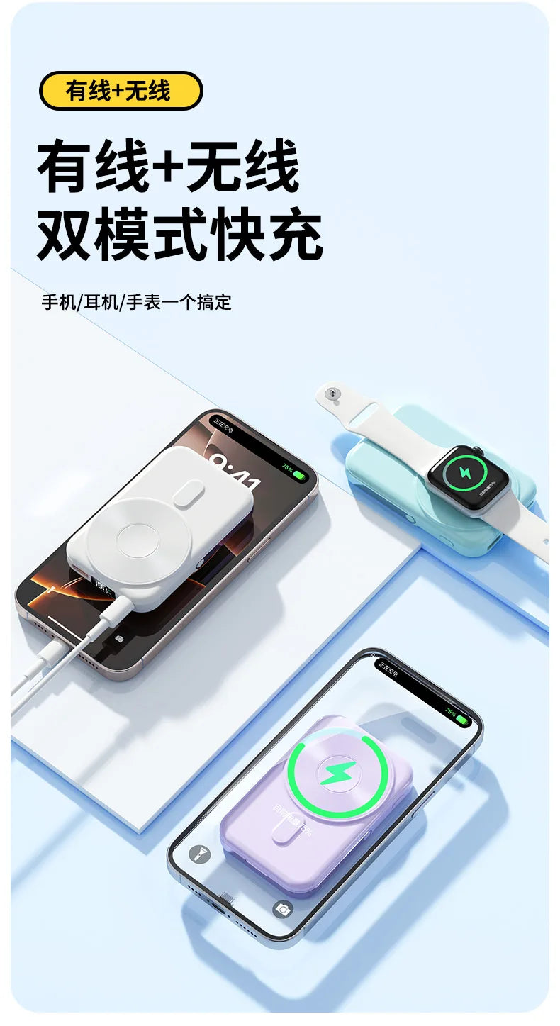 Banco de energía portátil de 20000mAh, estación de carga inalámbrica de carga rápida de 22,5 W para iPhone, iWatch y Galaxy Watch para teléfonos Airpods