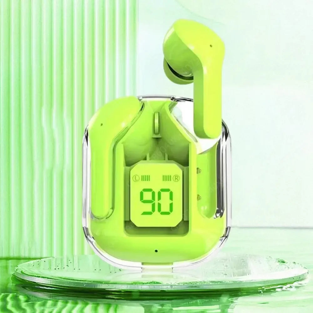 Auriculares translúcidos con cancelación de ruido compatibles con Bluetooth, estuche de carga con pantalla Digital, auriculares pequeños para trabajo deportivo