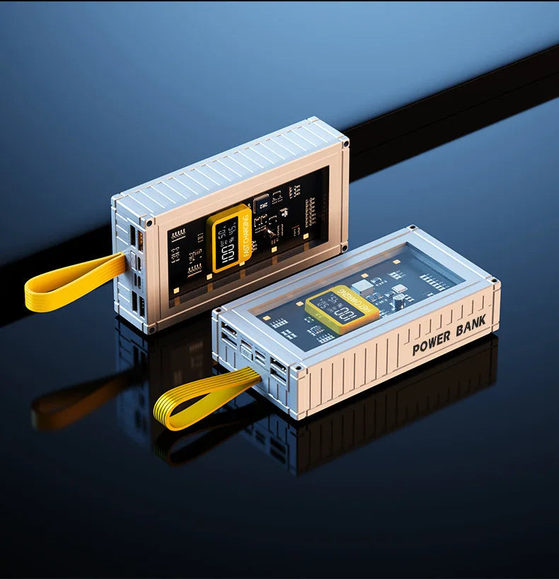 Banco de energía transparente de carga rápida para teléfonos móviles, fuente de alimentación de gran capacidad de 30000mAh, 50000mAh, 120W, BCAK