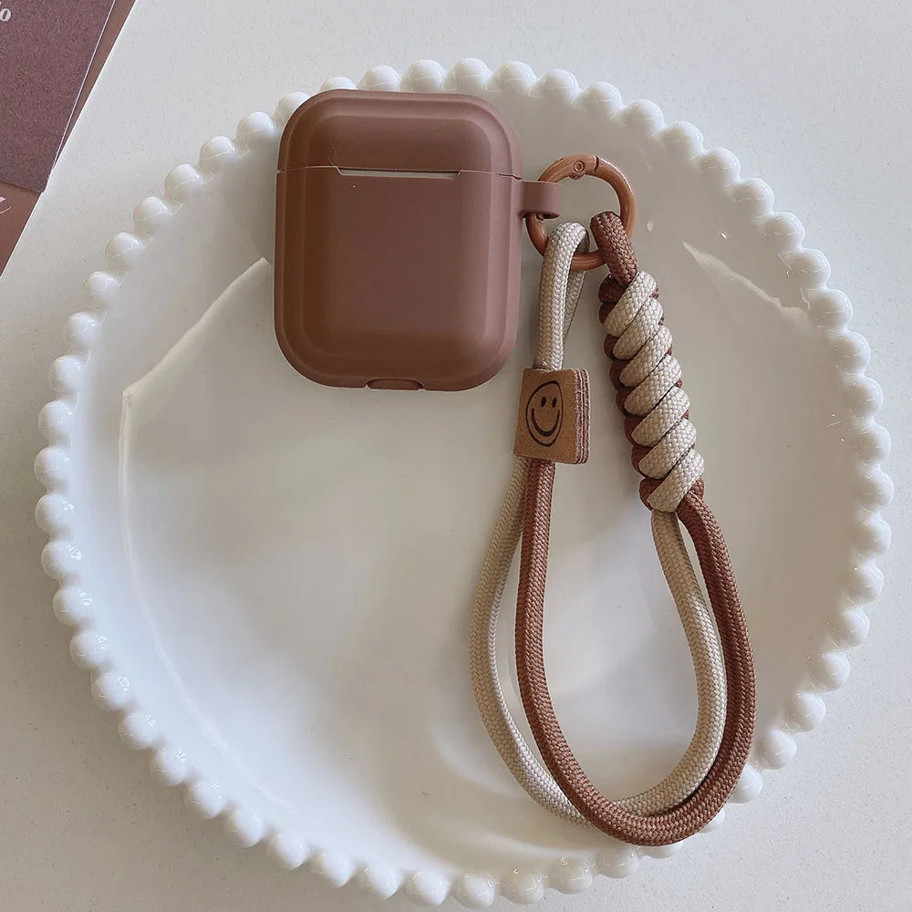 Funda de silicona suave para auriculares, color caramelo, con pulsera, prevención de caídas, pareja para airpods 2, 3 pro 2, caja de carga bluetooth