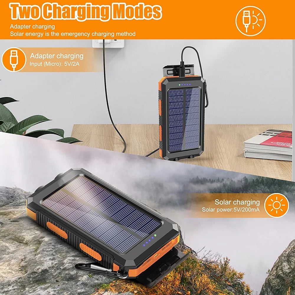 Nuevo Banco de energía Solar de 100000mAh, cargador de batería externo portátil, luz LDE fuerte para todos los teléfonos inteligentes