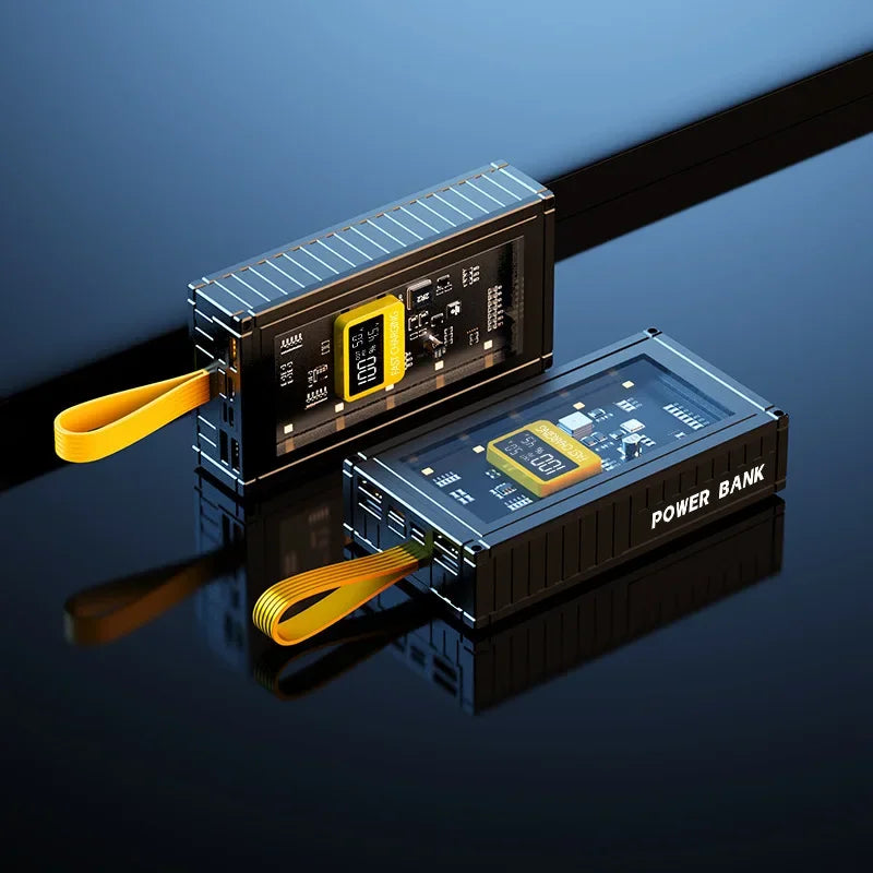Banco de energía transparente de carga rápida para teléfonos móviles, fuente de alimentación de gran capacidad de 30000mAh, 50000mAh, 120W, BCAK