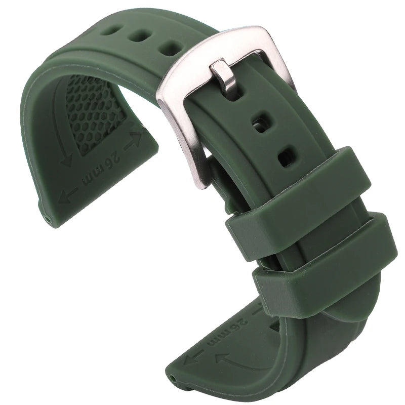 Correa de goma para reloj inteligente para hombre y mujer, banda de silicona suave resistente al agua, accesorios con hebilla, 22mm, 24mm, 26mm, negro, verde, azul