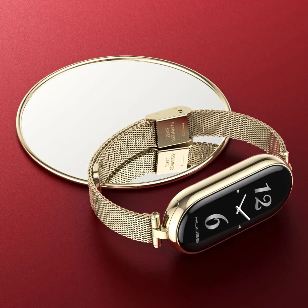 Correa para Xiaomi Mi Band 9 8 10 7 6 5 43 Pulsera inteligente Mujeres Niñas Moda Malla Metálica Correa de reloj Accesorios de repuesto Miband 7 6