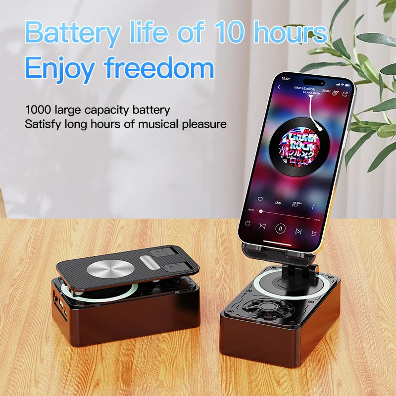 Soporte para teléfono móvil 3 en 1, Altavoz Bluetooth, Banco de energía, soporte de escritorio plegable giratorio para teléfono móvil, tabletas y iPad
