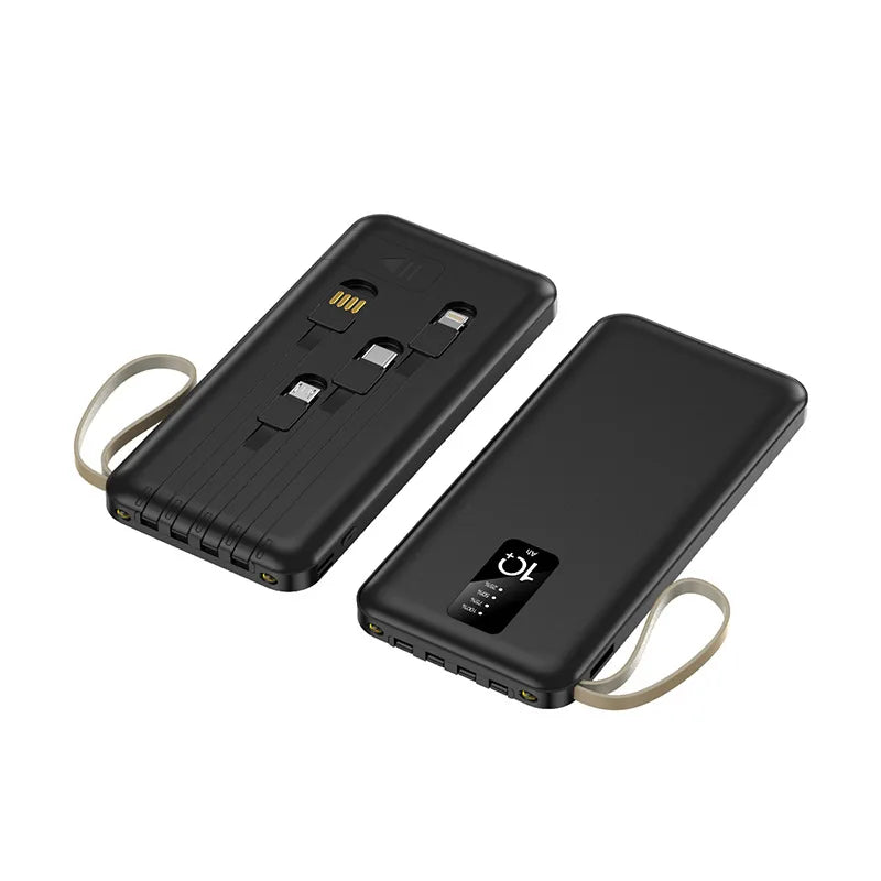 Banco de energía portátil de 20000mAh con Cable extraíble, batería externa, cargador de teléfono de carga rápida para IPhone Xiaomi Powerbank