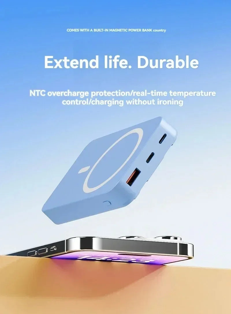 Banco de energía inalámbrico, soporte de cable incorporado, gran capacidad, carga súper rápida, banco de energía, magnético, 30000mAh, nuevo