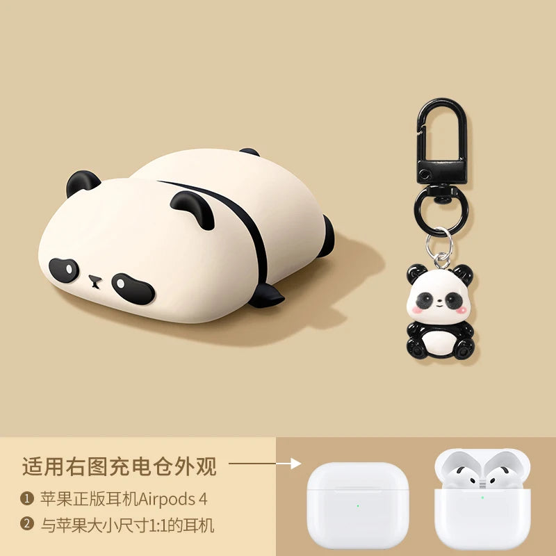 Bonita funda para auriculares con diseño de Panda tumbado para AirPods 4 (2024) Airpod Pro 1 2 3 auriculares Bluetooth caja de carga funda protectora para auriculares