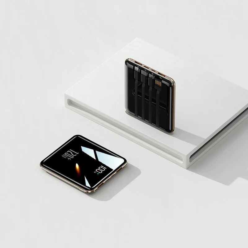 Banco de energía de 20000mAh, cargador portátil ultrafino con Cable incorporado, Banco de energía de carga súper rápida de gran capacidad para teléfonos inteligentes