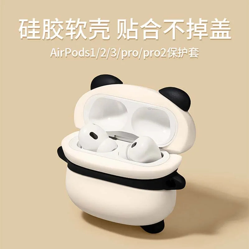 Bonita funda para auriculares con diseño de Panda tumbado para AirPods 4 (2024) Airpod Pro 1 2 3 auriculares Bluetooth caja de carga funda protectora para auriculares